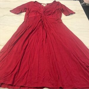 Motherhood Maternity A Line Flowy Maroon Dress Size Small Short Sleeve